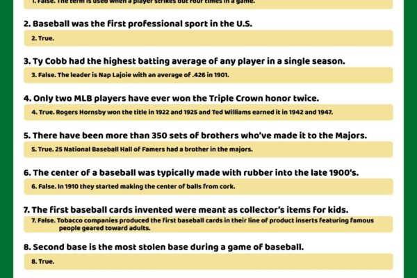 Baseball Trivia With Answers